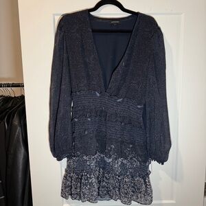 Olivaceous Midnight Blue Long Sleeve Mini Dress